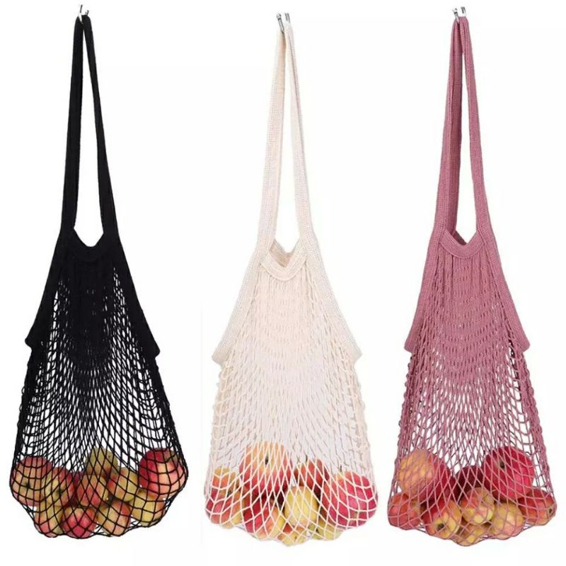 Tas Belanja Jaring Katun Tas Jaring Tas Pantai Reusable Bag Cotton Mesh Bag Net Bag Grocery Bag Fishing Net Tote Bag Tas Ramah Lingkungan