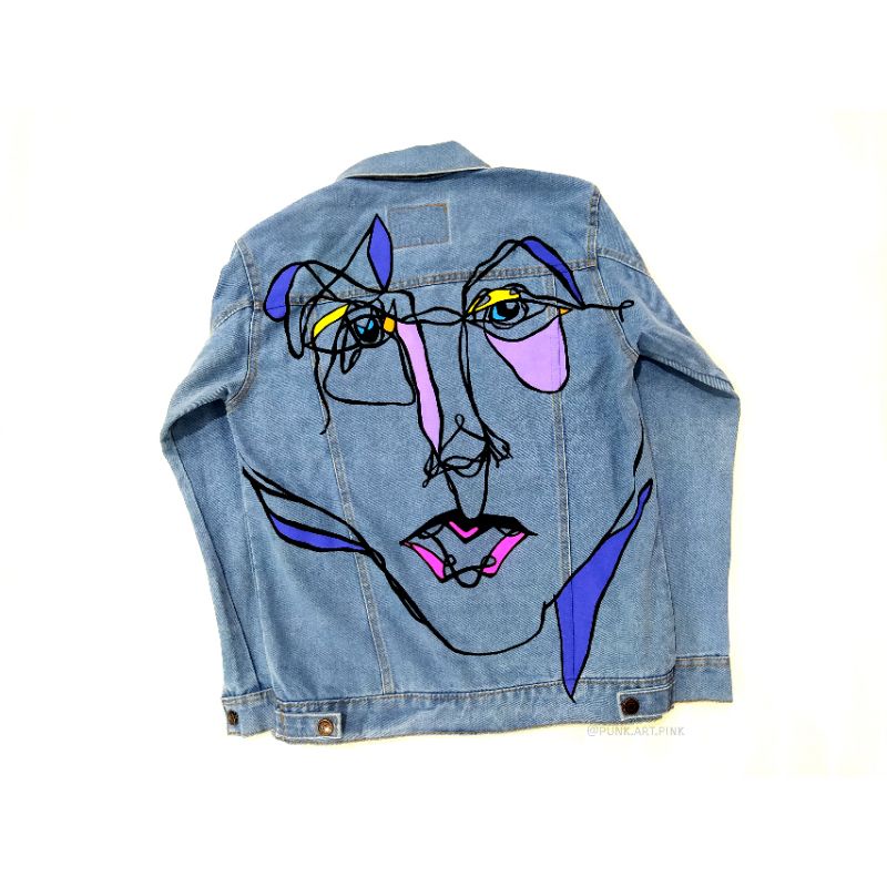 Jaket jeans denim levis lukis painting custom oversize unisex