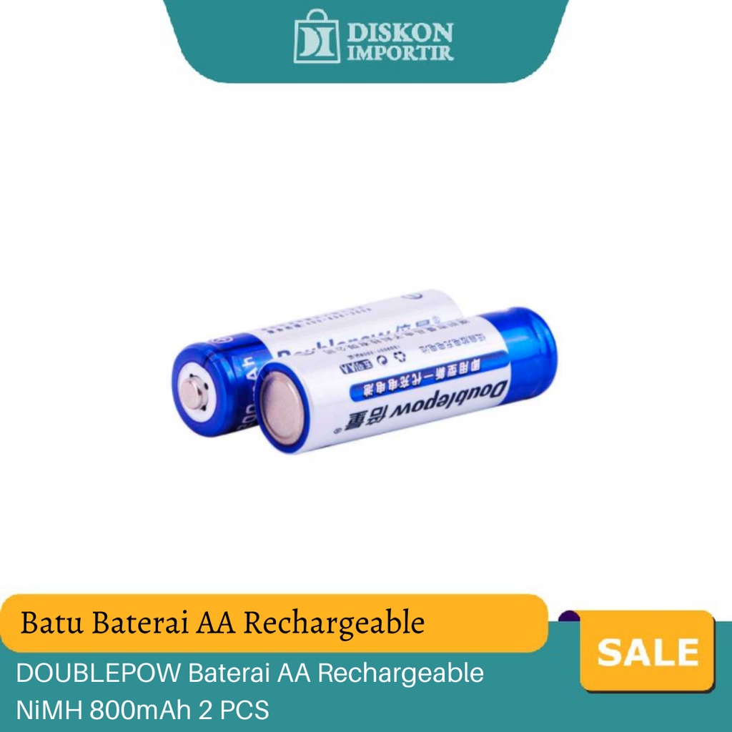 DOUBLEPOW Batu Baterai AA Rechargeable NiMH 800mAh 2 PCS