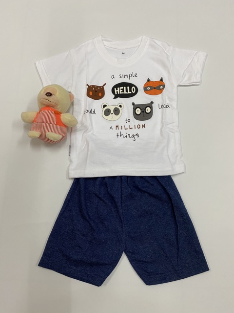 SETELAN KATUN ANAK SIMPLE HELLO TERBARU KATUN HALUS UNISEX