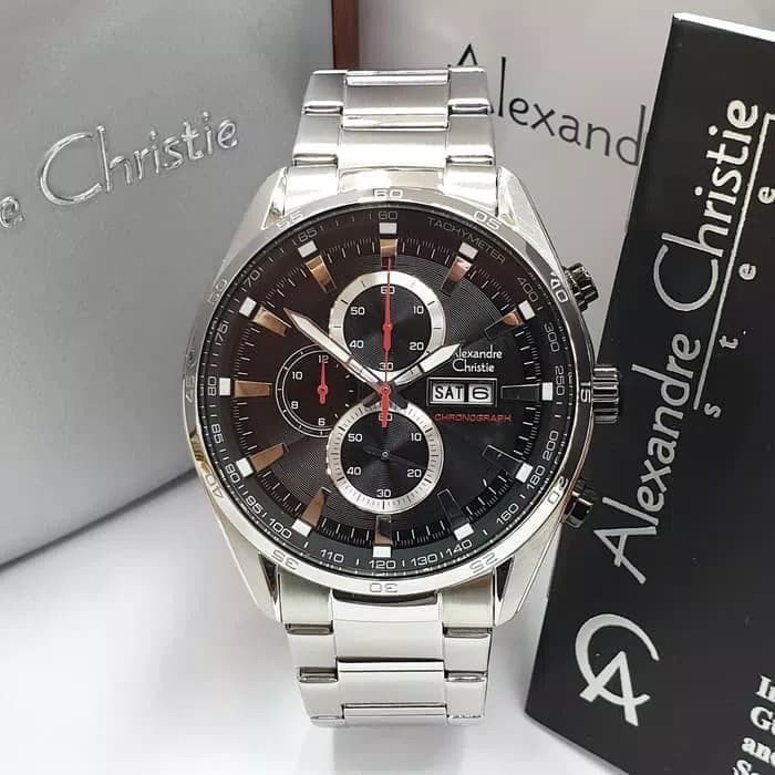 ALEXANDRE CHRISTIE 6495MC SILVER BLACK DIAL PRIA ORIGINAL GARANSI 1TAHUN