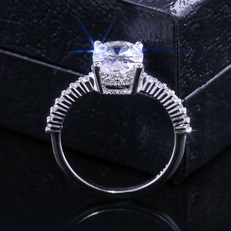 Cincin Platinum Kristal Berlian Mewah Wanita Fashion Perhiasan Perak Zirkon Pernikahan Rings