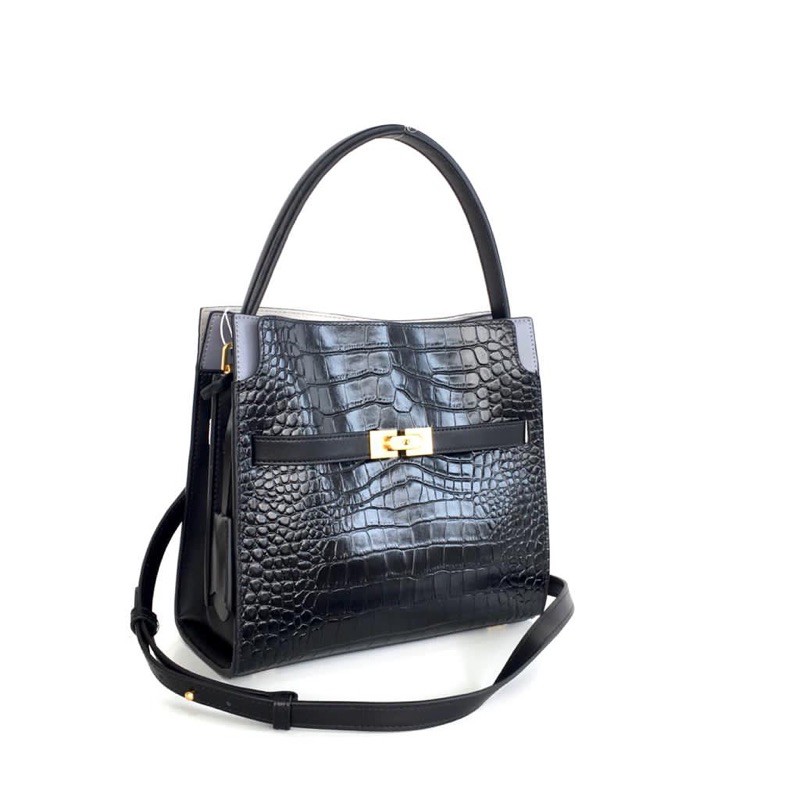 TB Lee Radziwill Croc Embossed Medium Double Bag