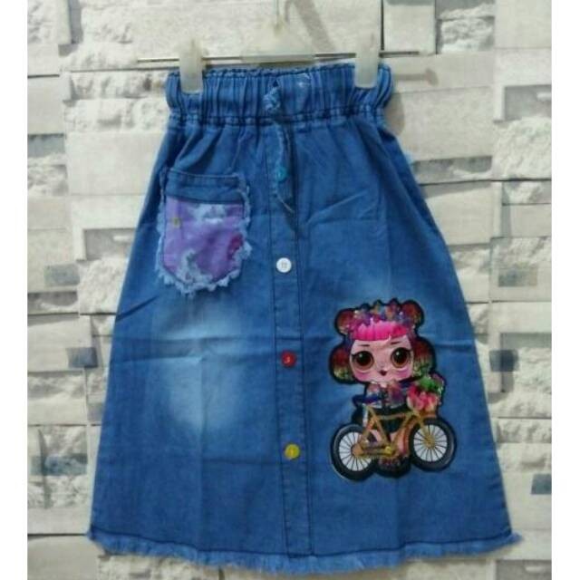 Rok jeans panjang anak lol led usia 3 tahun / rok levis / rok anak cewe /rok terlaris