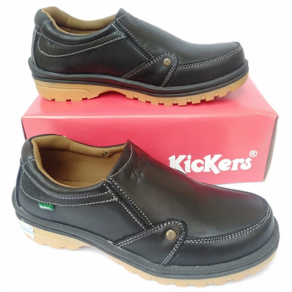 Sepatu casual kickers pria kulit asli original santai kasual slip on tanpa tali terbarumurahselopCOD