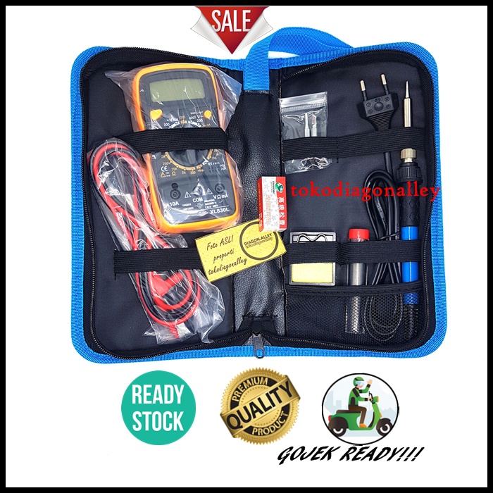 Solder Listrik 60 Watt Multimeter Timah Pasta Flux Solder Tatakan Solder Ujung Solder Paket Lengkap Tas Paket Lengkap Murah