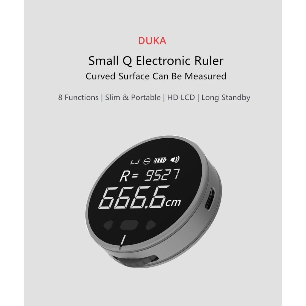 XIAOMI DUKA SMALL Q - 8 in 1 Electronic Ruler with LCD Display - Meteran Penggaris Elektronik