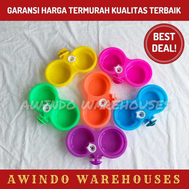 DOUBLE JEPIT TANPA BOTOL - Tempat Piring Makan Minum Anjing Kucing Kelinci Plate Pet Feeder