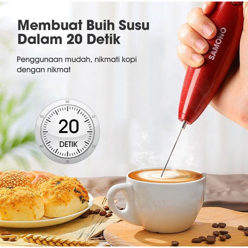 Samono Pengocok Susu Mini Mixer Pembuih Kopi Susu Pengaduk Telur Cream Milk Frother SW-MF