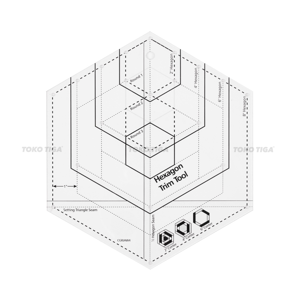 Penggaris Patchwork Quilting Hexagon Besar / Segi 6 Non Slip (CGRJAW4)