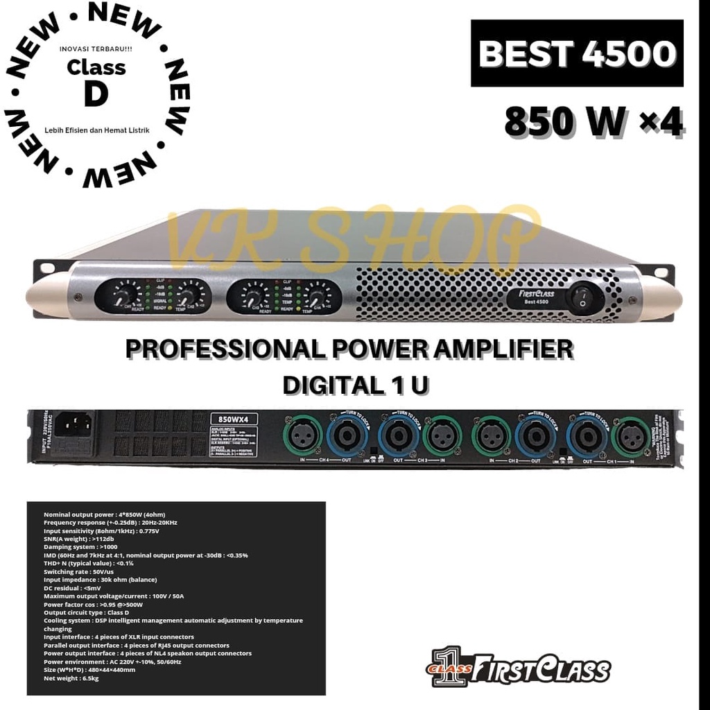 POWER AMPLIFIER FIRSTCLASS BEST4500 FIRST CLASS BEST-4500 4CH ORIGINAL