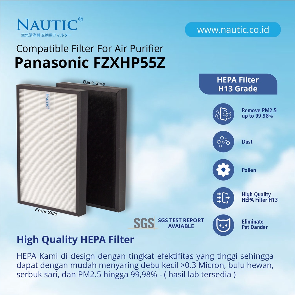 NAUTIC - HEPA + Deo Panasonic FZXHP55Z - F-PXH55A F-VXH50A F-PXH55H F-PXH55