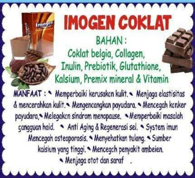 Imogen Cokelat kulit Imogen coklat isi 30 sachet terbaru / sudah bpom / penambah berat badan