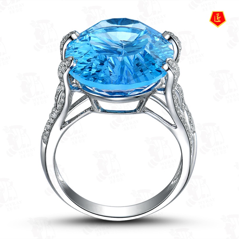 [Ready Stock]Inlaid Carat Topaz Ring Noble Sapphire