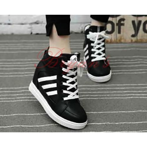 Sepatu boot tali ADIDAS wanita hitam casual sekolah pesta korea gaul