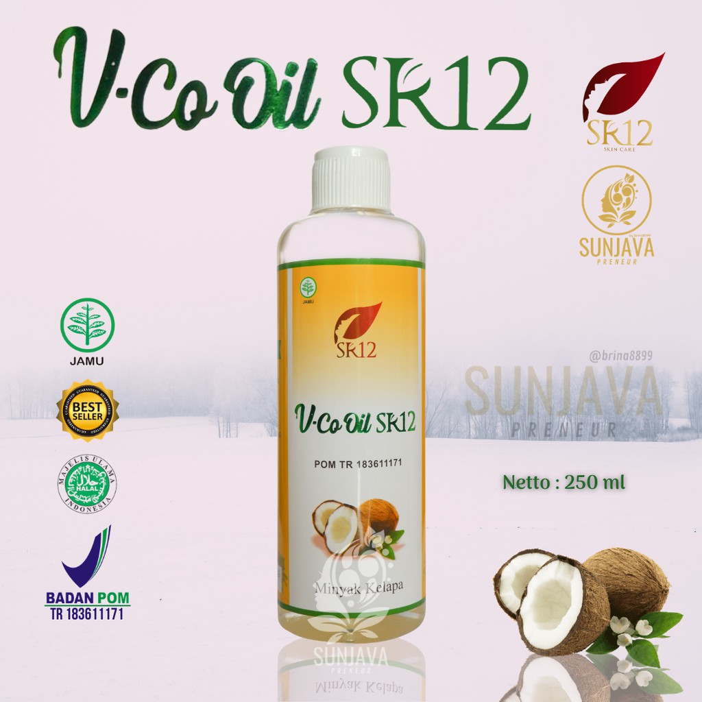 VCO Oil SR12 250 ML/Minyak Kelapa Asli/Vico