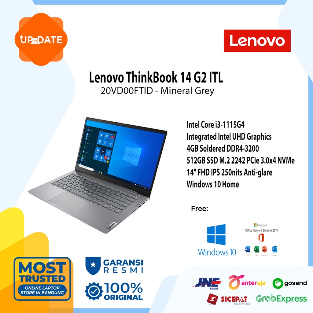 Lenovo ThinkBook 14s G2 ITL FTID Intel Core i3-1115G4 4GB 512GB SSD 14" W10 OHS 19