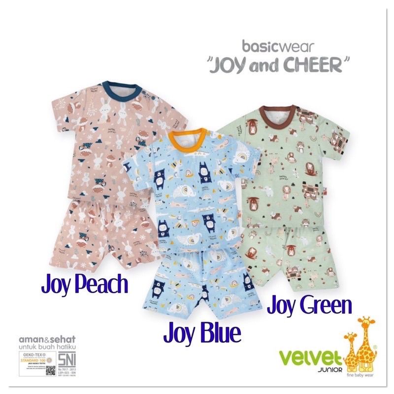 Velvet Junior Setelan Baju Kancing Pundak Lengan Pendek + Celana Pendek Joy and Cheer