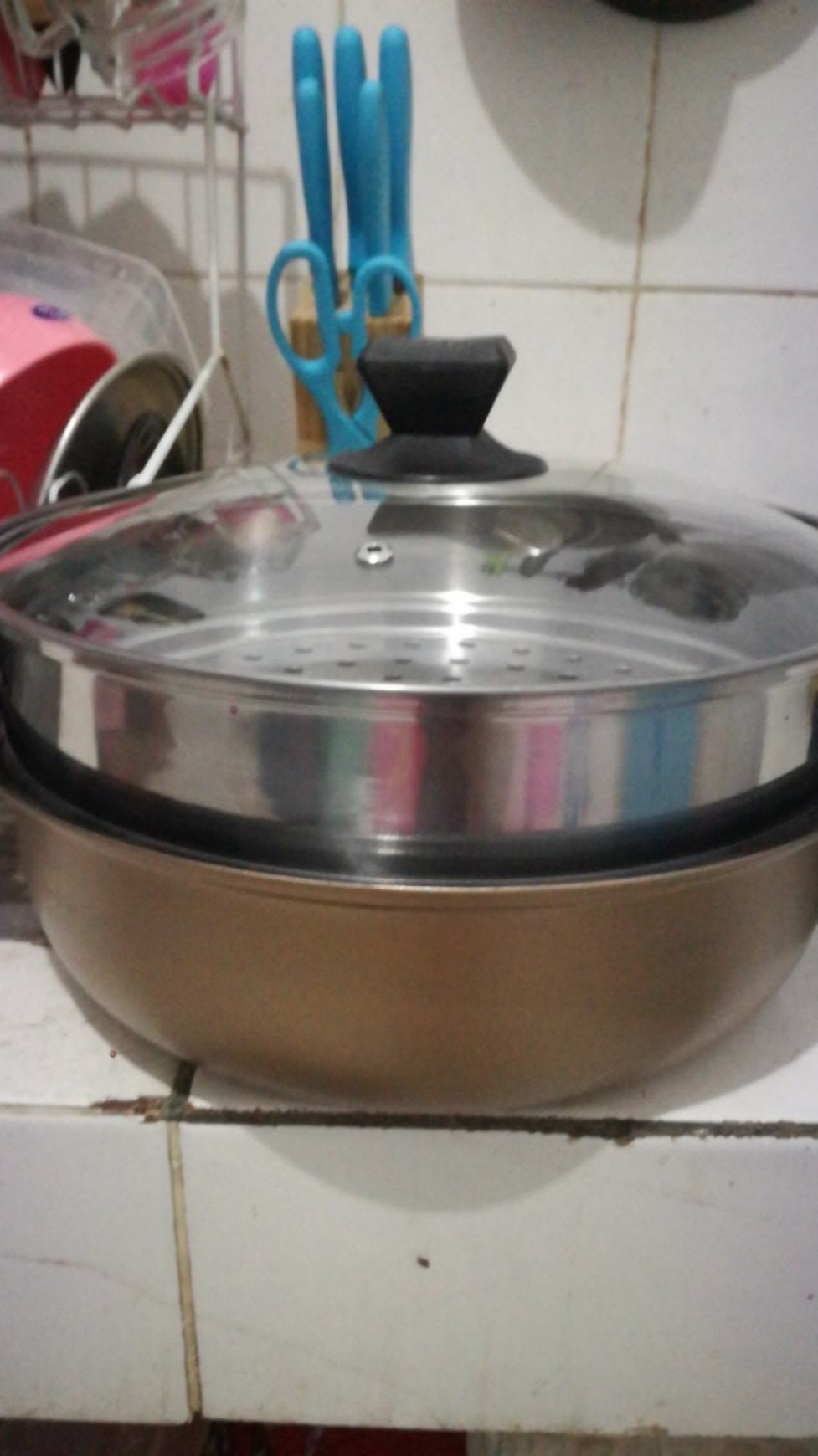 Panci Steamer/ Panci Pengukus Lubang Besar Kukus Stainless Steel 28cm Cooking Pot