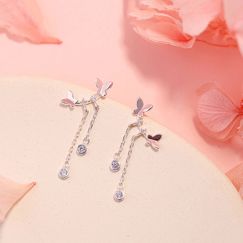 Anting Gantung Silver Bentuk Kupu-kupu untuk Wanita