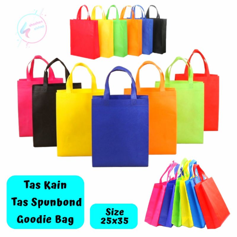 

Tas Kain Tas Spunbond Goodie Bag Polos Ukuran 25x35 Cm HLS isi Lusin