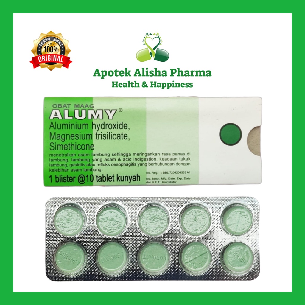 Alumy Tablet (Strip 10tablet) - Alumi Tablet Obat Maag/Mual/Perih/Kembung