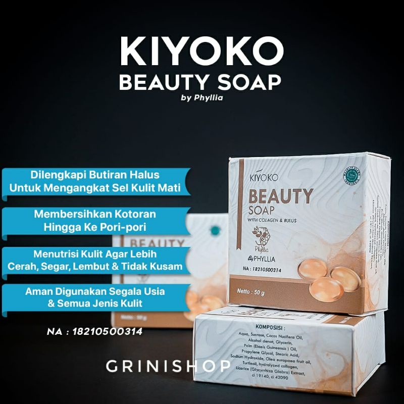 KIYOKO BEAUTY SOAP WITH COLLAGEN & BULUS BY PHYLLIA 50 GRAM