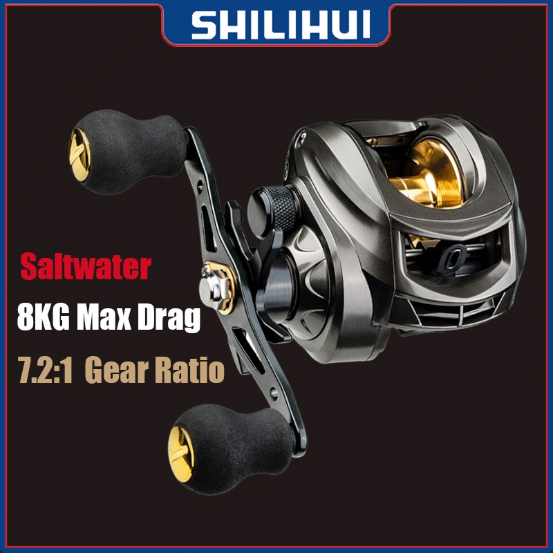 SHILIHUI Rell Pancing Bc 7.2: 1 Reel Pancing 12BB Max Drag 8KG Real Pancing Bc Casting Baitcasting Murah AK2000