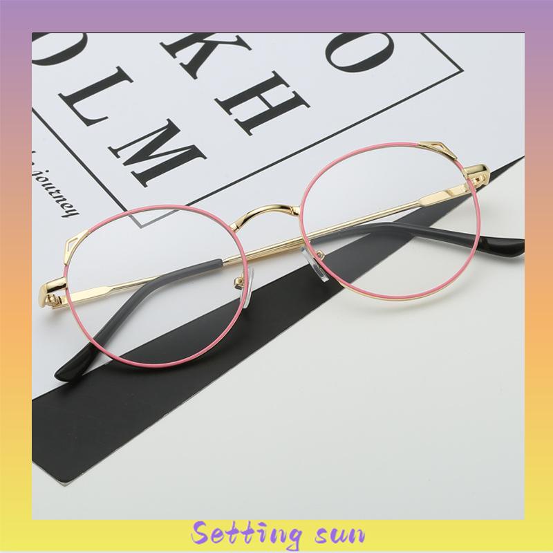Kacamata Anti Radiasi Kaca Mata Anti Biru Baca Frame Metal Gaya Retro Untuk Pria / Wanita TN