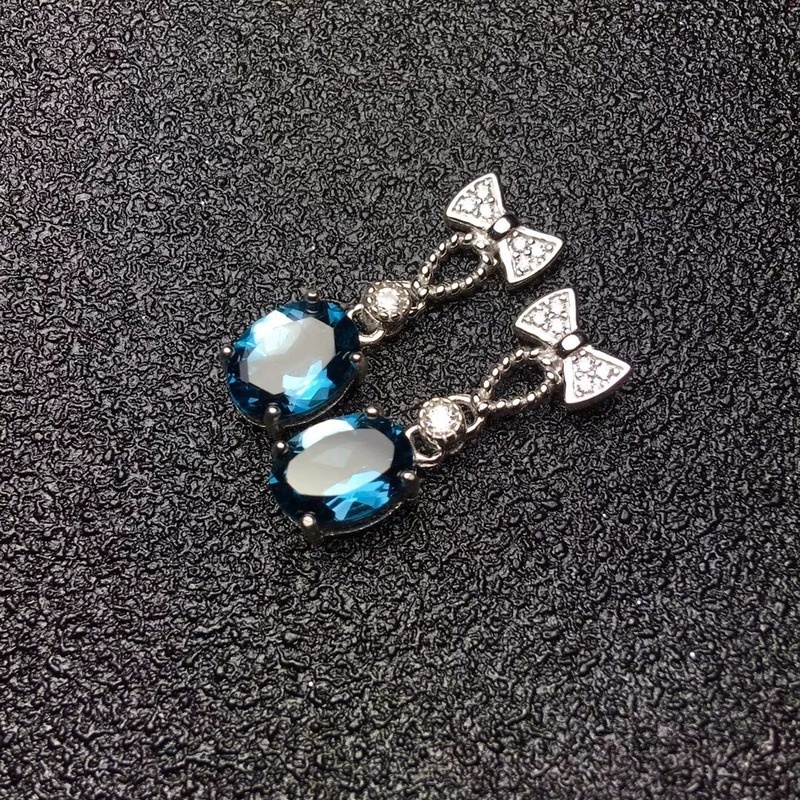 Anting Tusuk Sterling Silver Model Pita Warna Biru Untuk Wanita