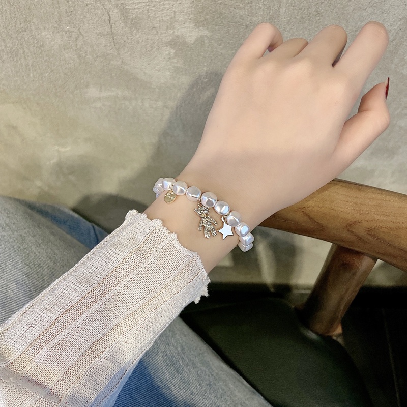 Vintage Pearl OT Clasp Bracelet Irregular Pearl Metal Chain Charm Bracelet for Women Korean Bracelet Trend Jewelry Gift