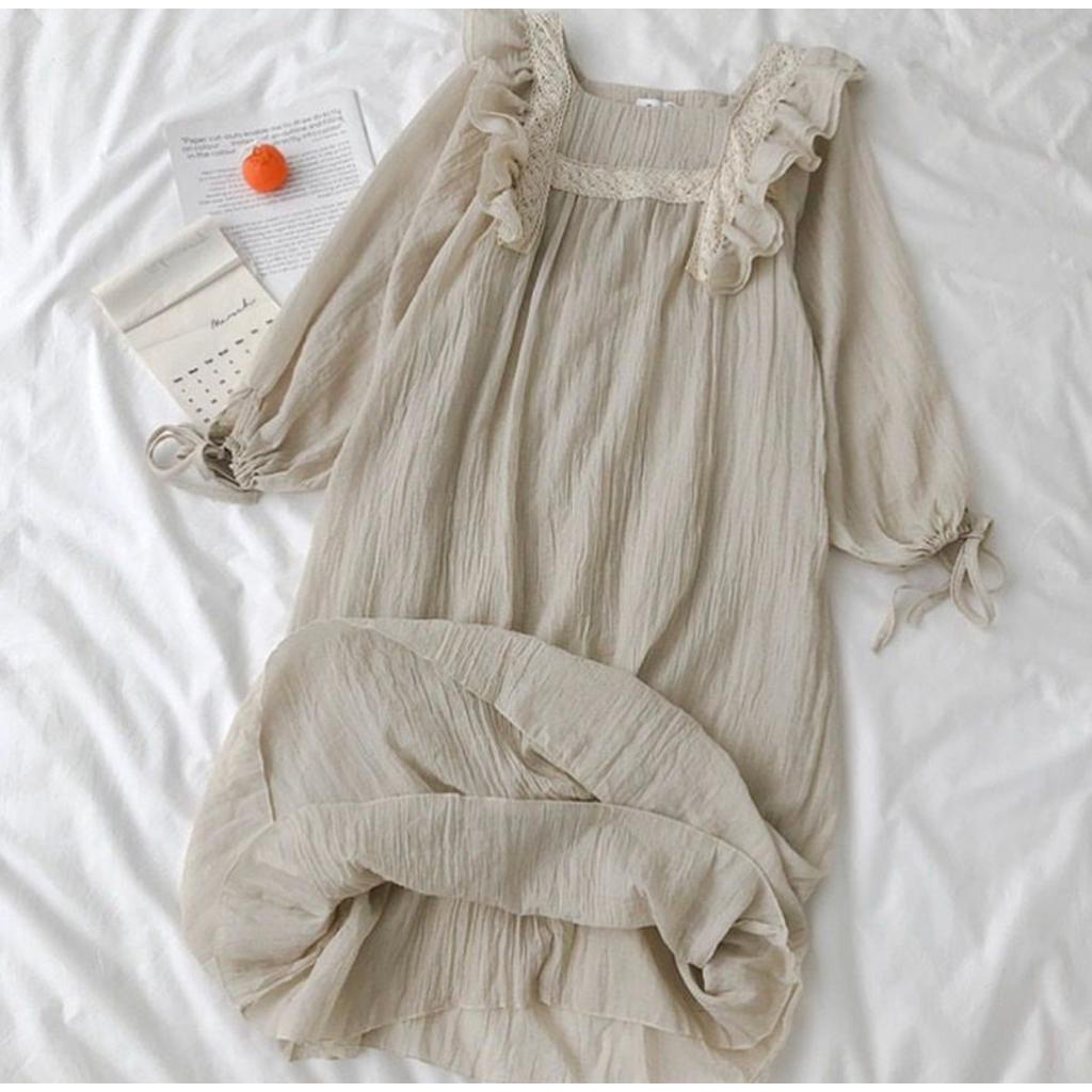 Zara Midi Dress Bahan Cringkle Import Premium Renda Mix Hyget Baju Gamis Fashion Wanita Muslim Moder