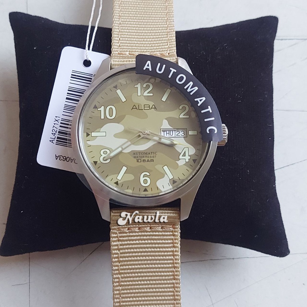 Alba Automatic AL4271X1 Beige Army - Jam Tangan Pria AL4271