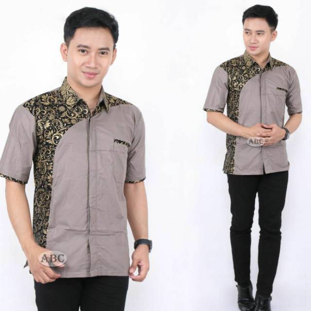 Cod Baju Batik Pria Kombinasi Terbaru Kain Adem Baju Seragam Batik Kantor Seragam Batik Murah Shopee Indonesia