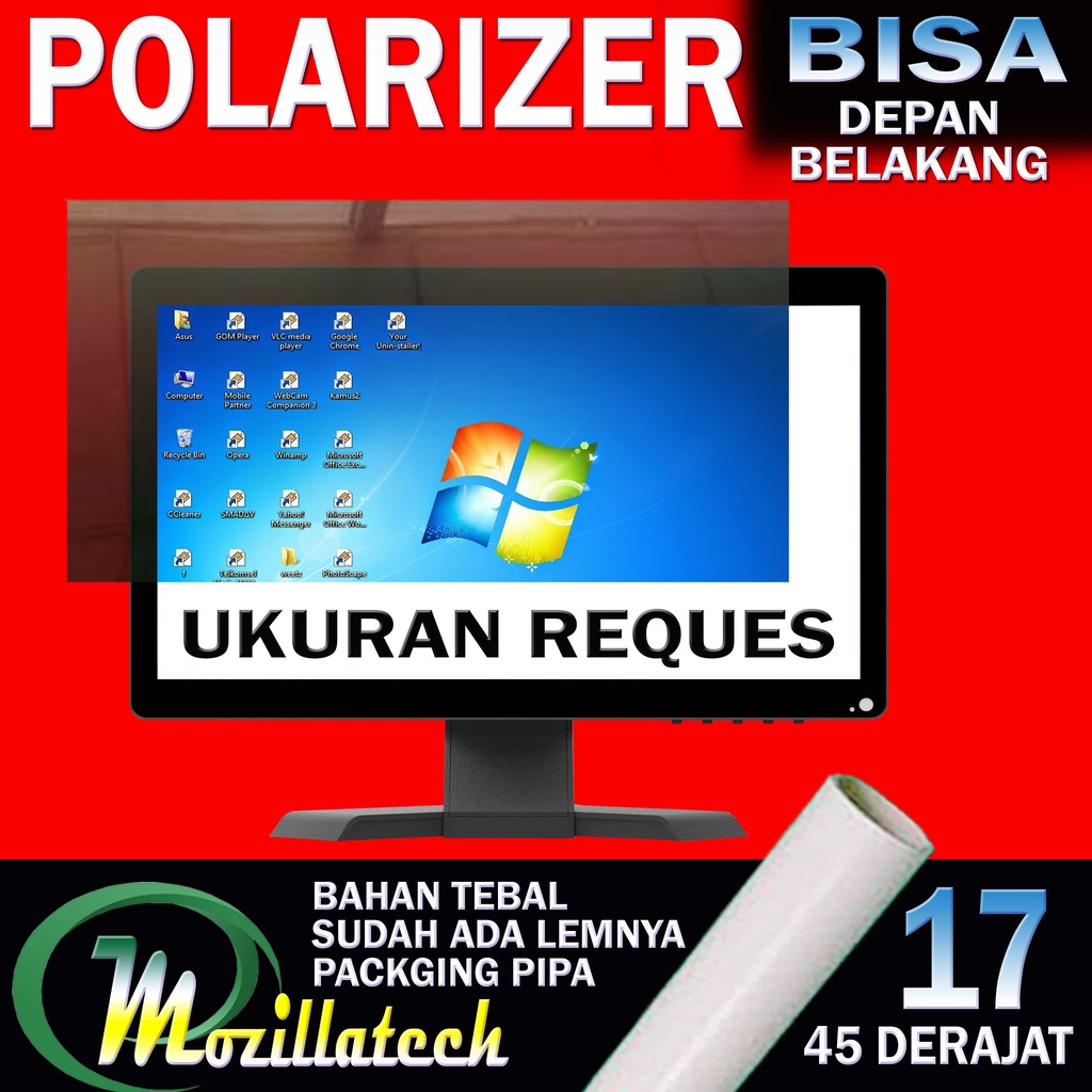 POLARIZER LCD MONITOR 14 15 17 IN INCH PLASTIK POLARIS POLARIZER TV LCD MONITOR 17 INCH 45 DERAJAT