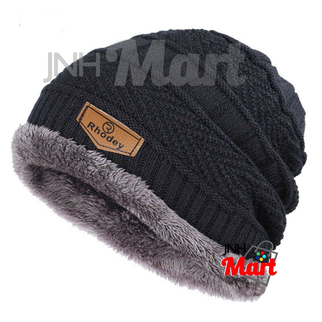 Topi Kupluk Wool Winter Dewasa Pria Wanita Rajut Bulu Wol Tebal Hangat Outdoor