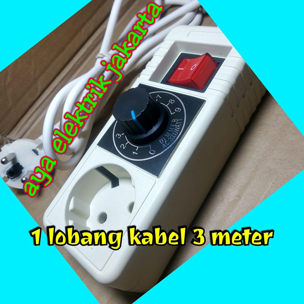 Dimmer SCR 2000w Pengatur Kecepatan Gerinda Stop Kontak 1 Lubang Kabel 3 Meter / DIMMER PENGATUR KEC