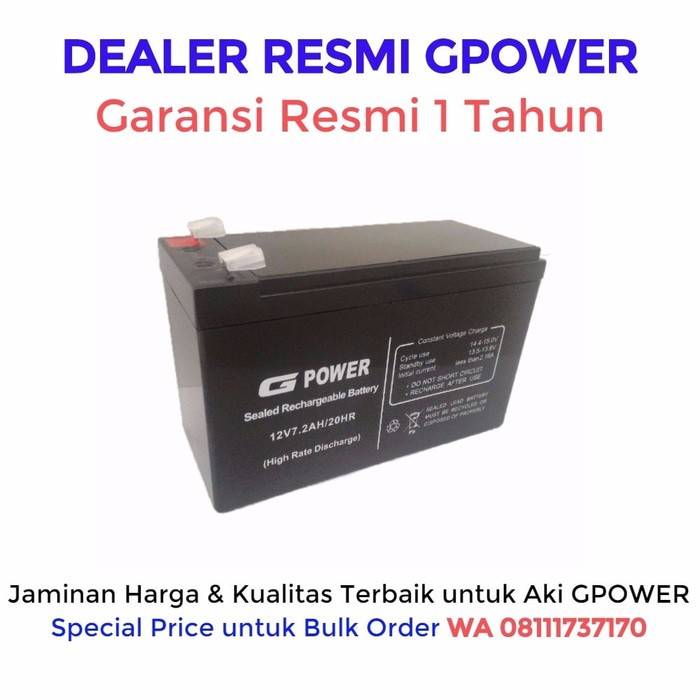 Baterai Gpower 12V - 7.2AH. Batere UPS / Battery UPS / Aki Kering UPS
