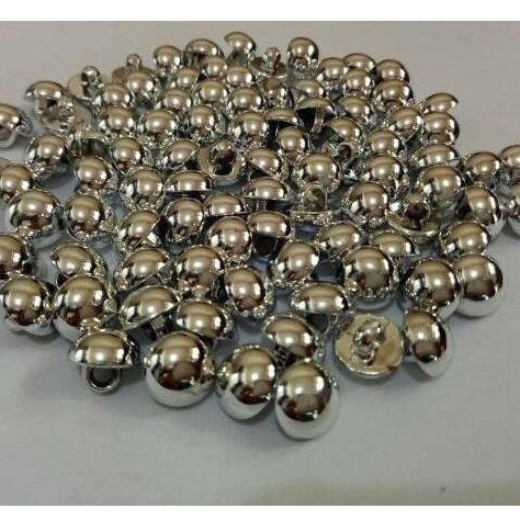 Kancing Baju Jamur SILVER Polos Timbul - Kancing Silver 10 mm/11 mm isi 100 PCS