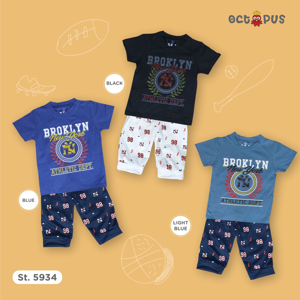 PROMO BUY 1 GET 1 FREE setelan anak laki-laki 1-7 tahun broklyn/baju satu setel / baju setelan anak 