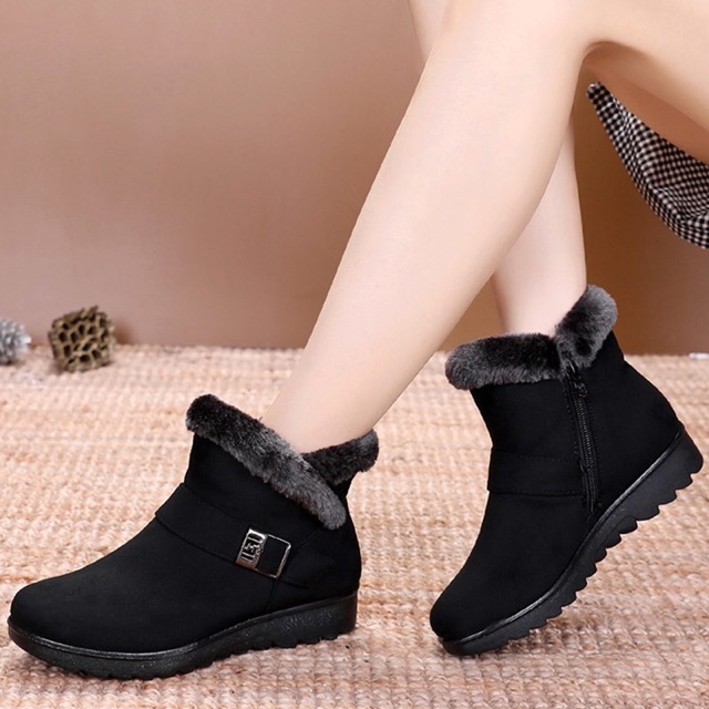 IMPORT MOLLAD Boots Pollar Sepatu Boots Wanita Lapis Bulu Musim Dingin Winter Boots Suede Fur Woman