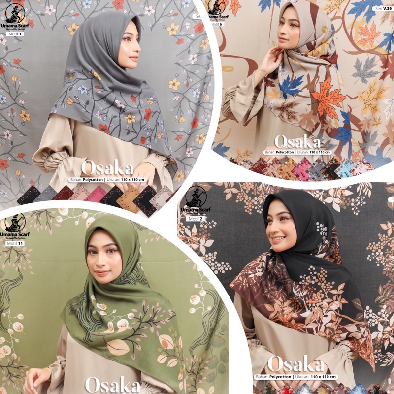 Hijab Segiempat Umama Motif Basic Voal / Jilbab umama segi empat pollycotton grosir-Mix Random Motif
