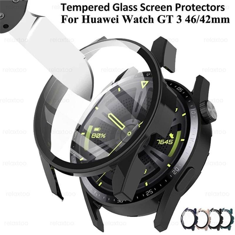 360° Casing Tempered Glass + Hard PC Shockproof 46mm Untuk Huawei GT 3 2 Pro 2e 42 46mm