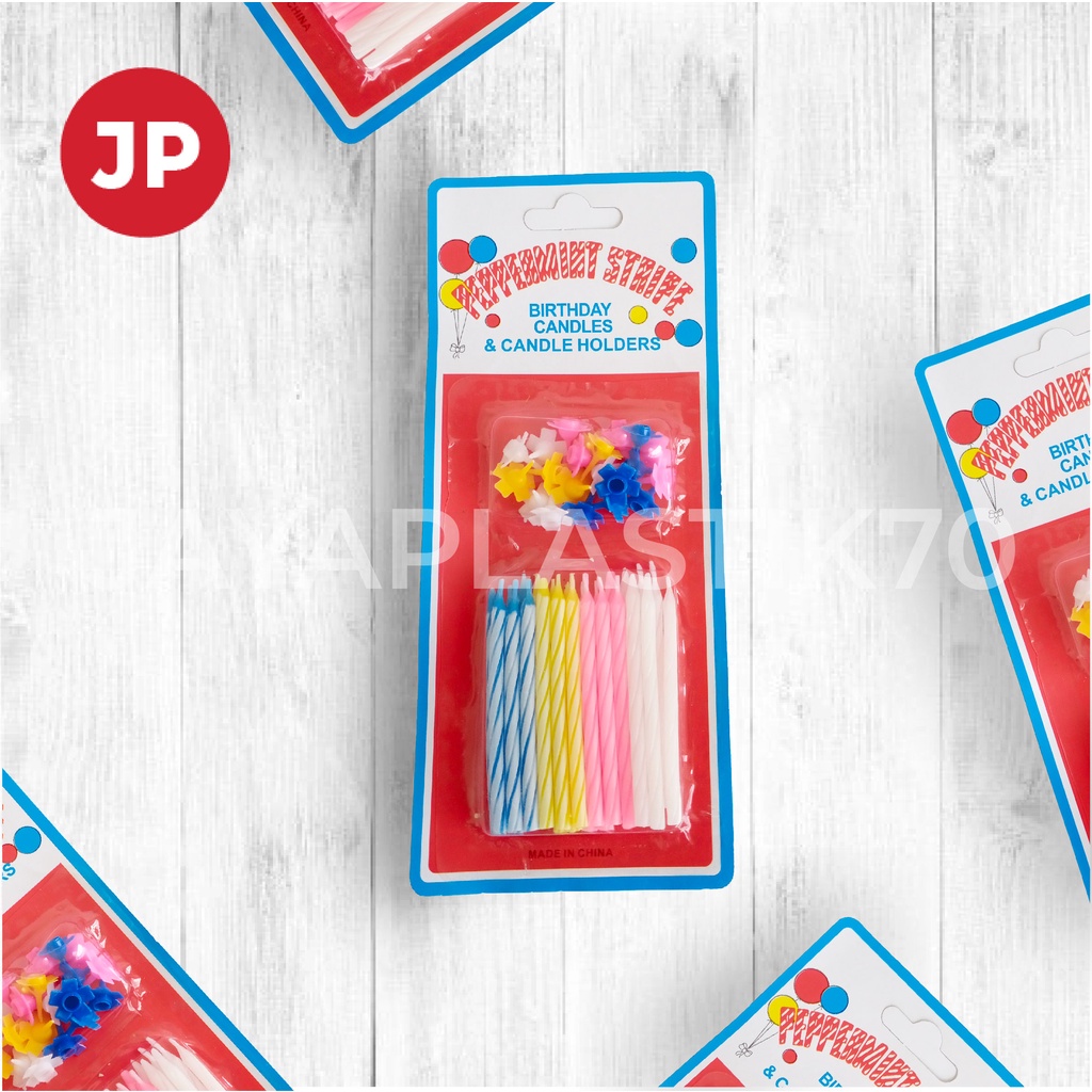 Lilin Kue Ulang Tahun Peppermint Spiral (24pcs/pack) Peppermint candle/Stripes