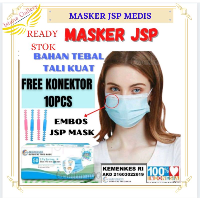 masker jsp mask isi 50 medis earloop cantol biru hijau abu hitam nonhijab 3 ply surgical mask BY IST