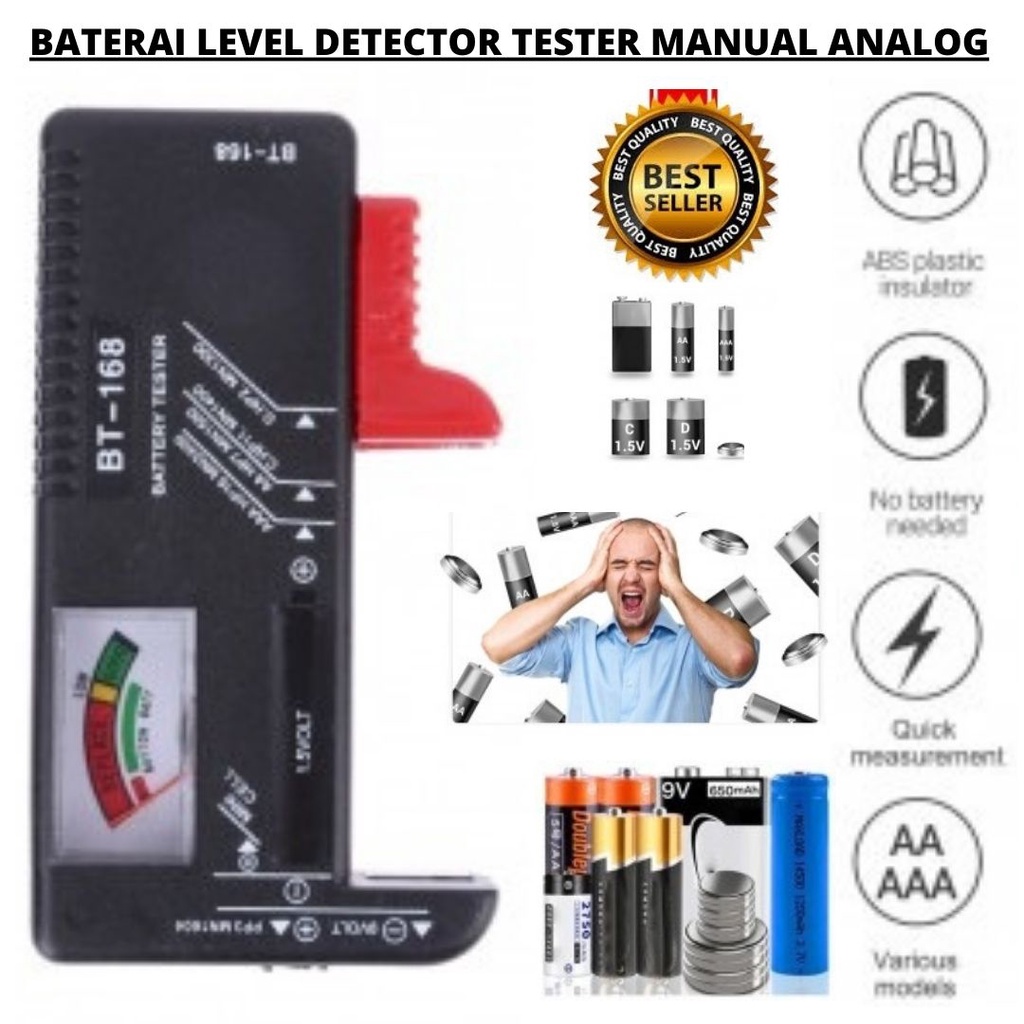 Alat Cek Tester Isi Baterai Level Detector Digital Dan Manual Display Analog 18650 AA AAA 111107