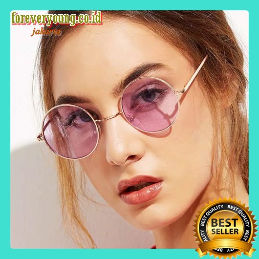 ( Fy ) COD TERMURAH!!Kacamata import kacamata Hitam pria wanita Frame Metal Kecil Gaya Vintage