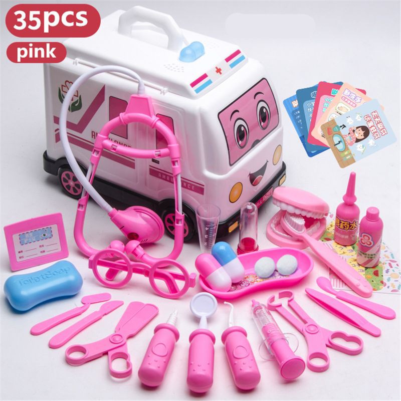 Mary☆ 35/45 Pcs Girls Role Play Doctor Game Medicine Simulation Dentist Treating Teeth