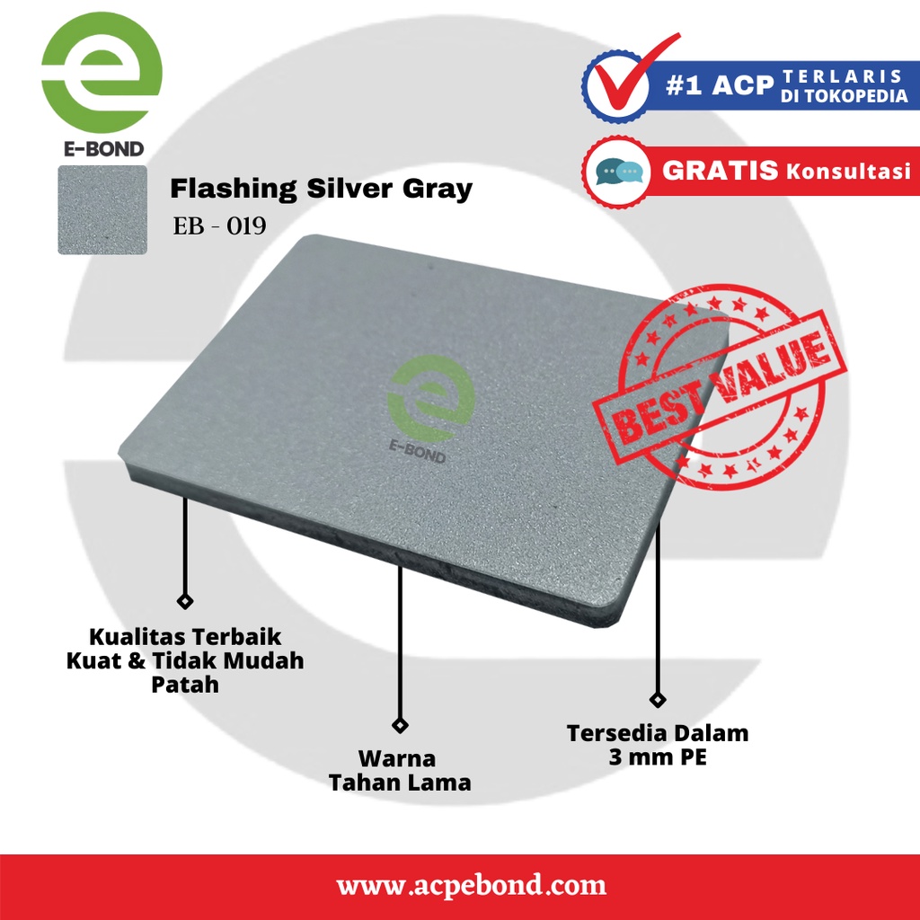 ACP EBOND - Aluminium Composite Panel 3mm Flashing Silver Gray