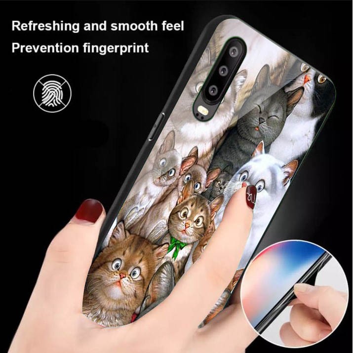 [K41] SoftCase Glass Cat For Oppo Vivo Xiaomi Samsung Iphone Realme a12 a31 a5s a52 a91 a92 a3s a37